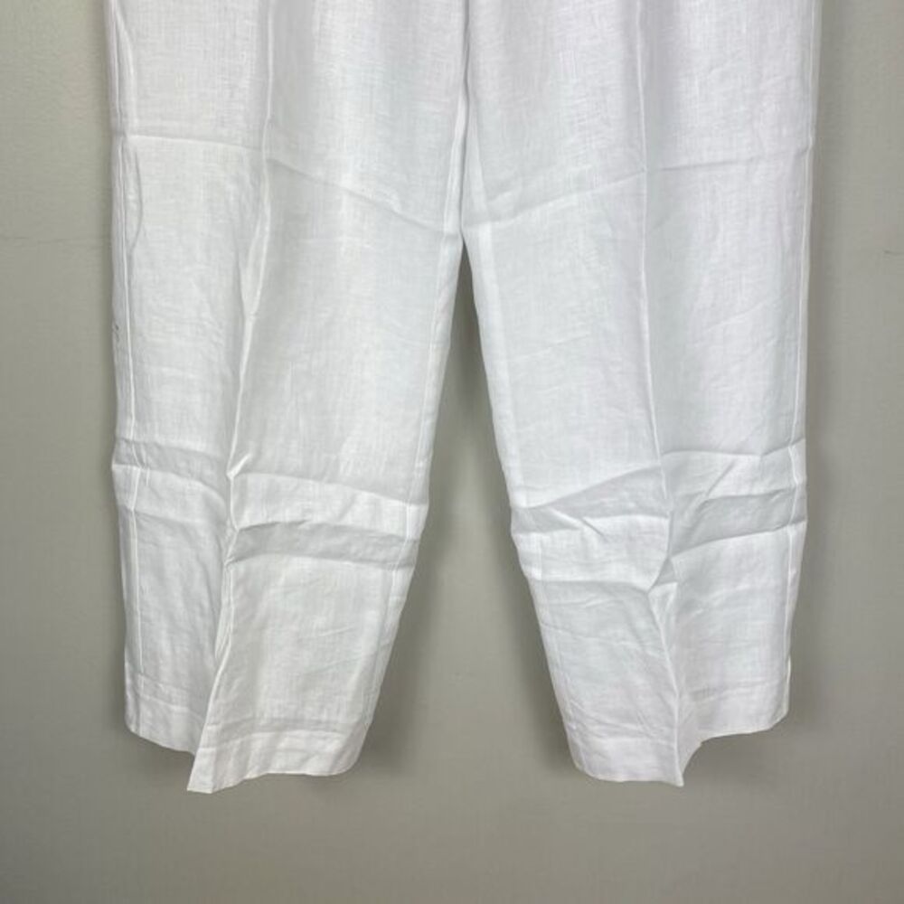 J Crew White Wide Leg Essential Pant Linen Sz 14 TALL Old Money Minimalist - Picture 4 of 10